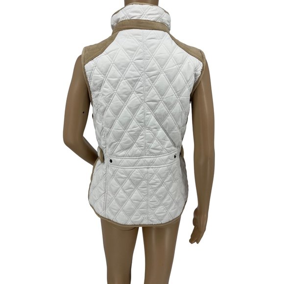 Holstark quilted puffer vest jacket small white tan trim pockets - Picture 5 of 12